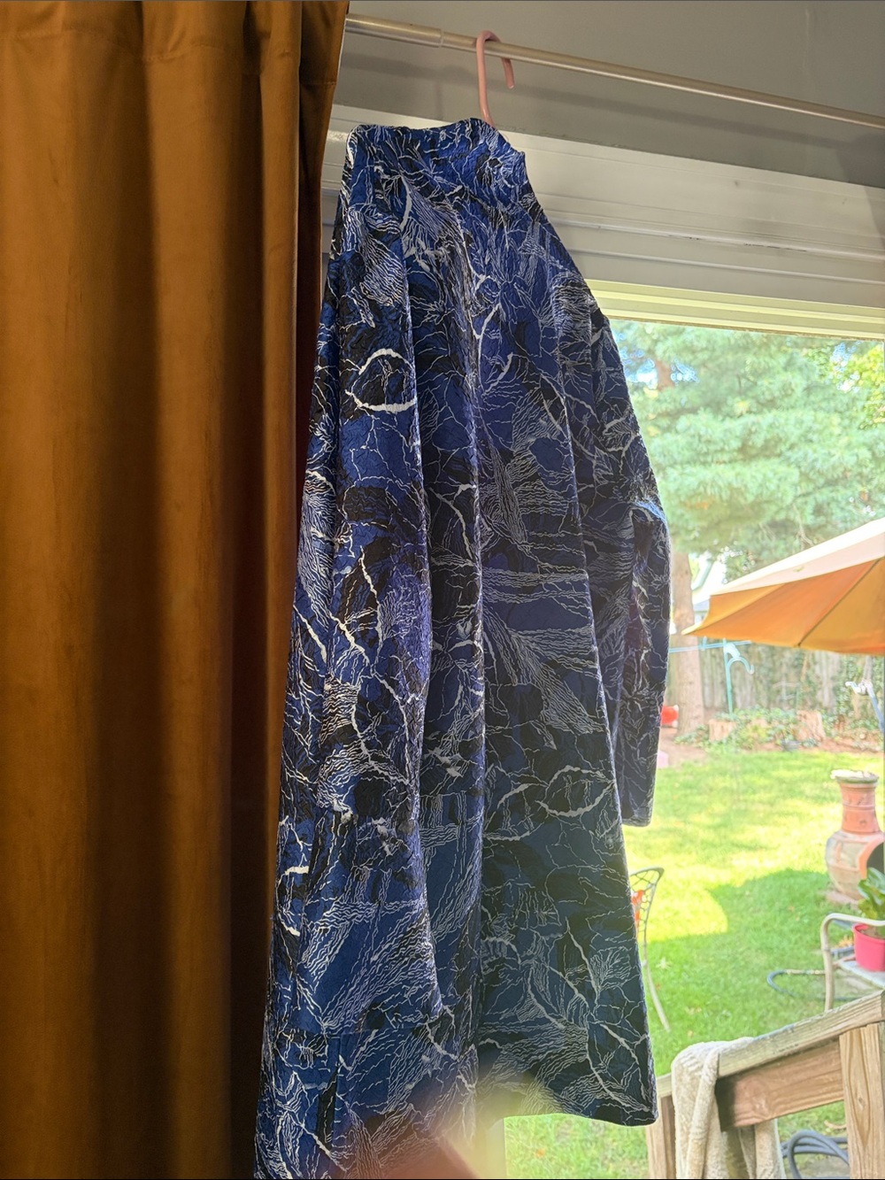 Chico's Royal Blue and White Floral A-Line Skirt